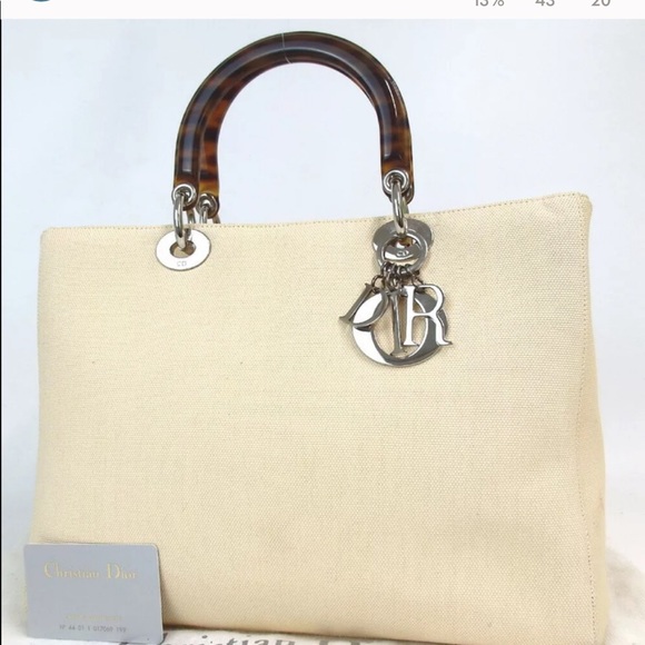 Authentic Dior Lady Dior Tortoise handle canvas BG - Picture 12 of 12